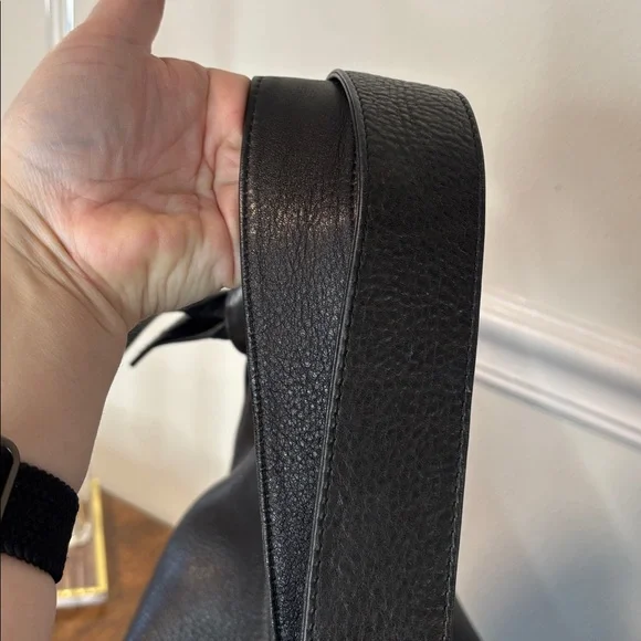 BORBONESE Black Italian Leather Hobo Bag with signature knot strap - Picture 8 of 16